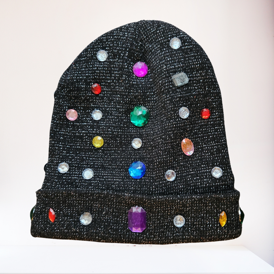 Black Bling Rhinestone Gemstone Beanie Hat Skull Cap – Stylish
