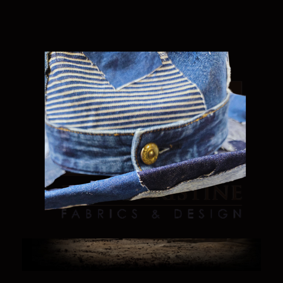 Chapeau Cowboy Vintage YoungAn The Duke Collection - Années 70 - Bleu Denim - Taille 7-7 1/2