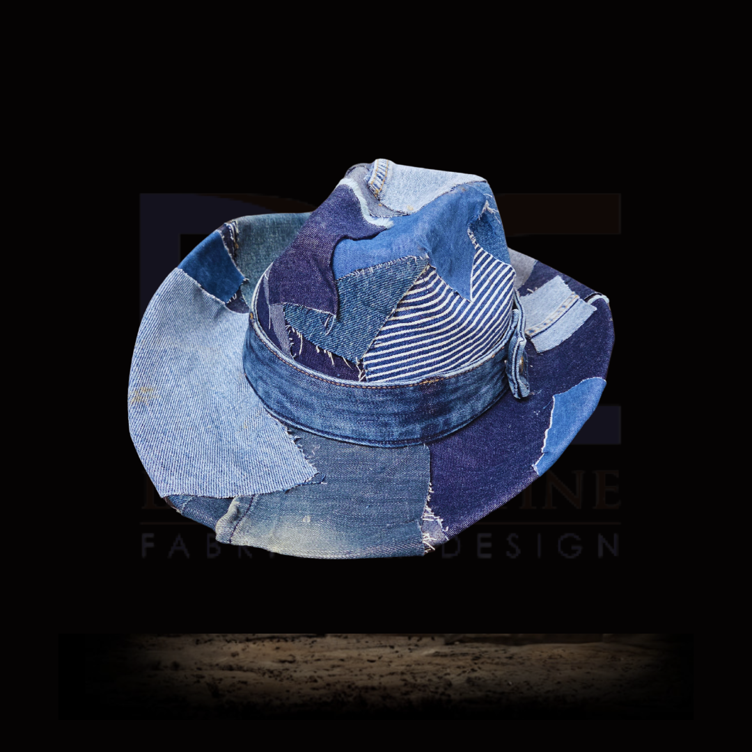 Upcycled patchwork denim cowboy hat | Dru Christine Fabrics  display picture 1
