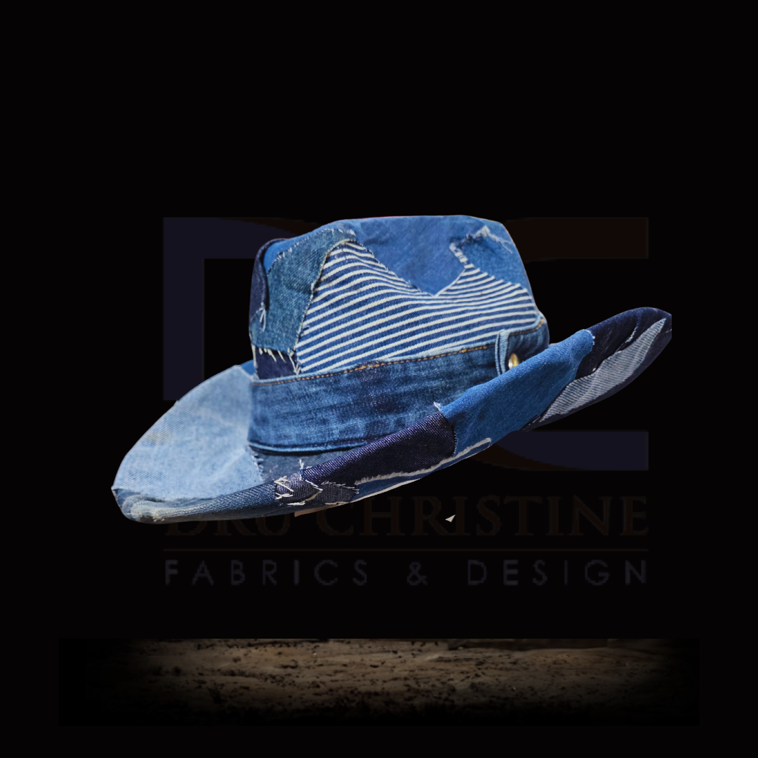 Upcycled patchwork denim cowboy hat | Dru Christine Fabrics  display picture 1