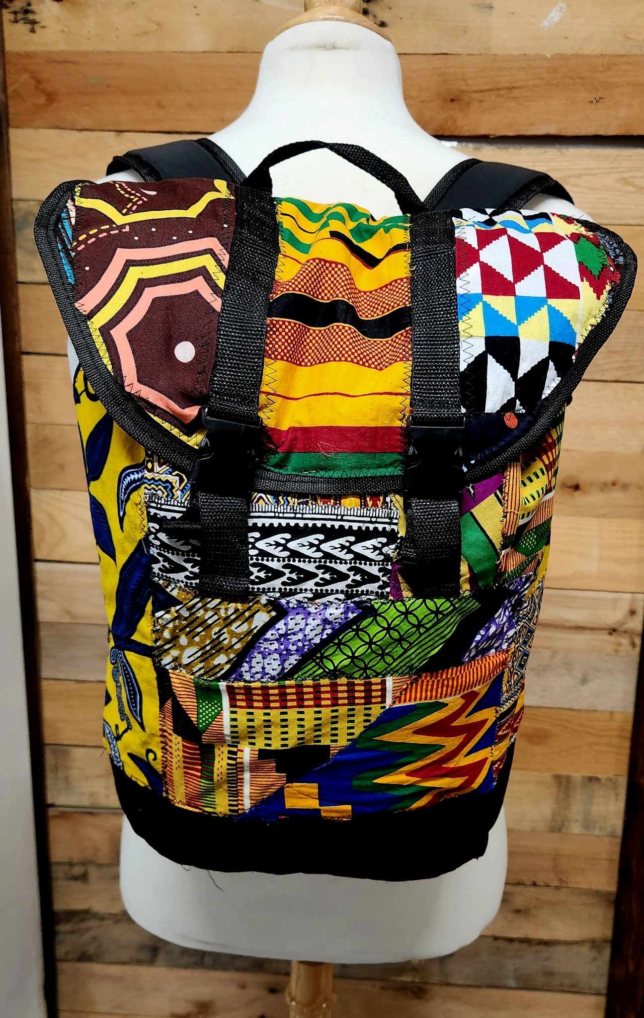 Upcycled African Print Back Pack | Dru Christine Fabrics  display picture 2