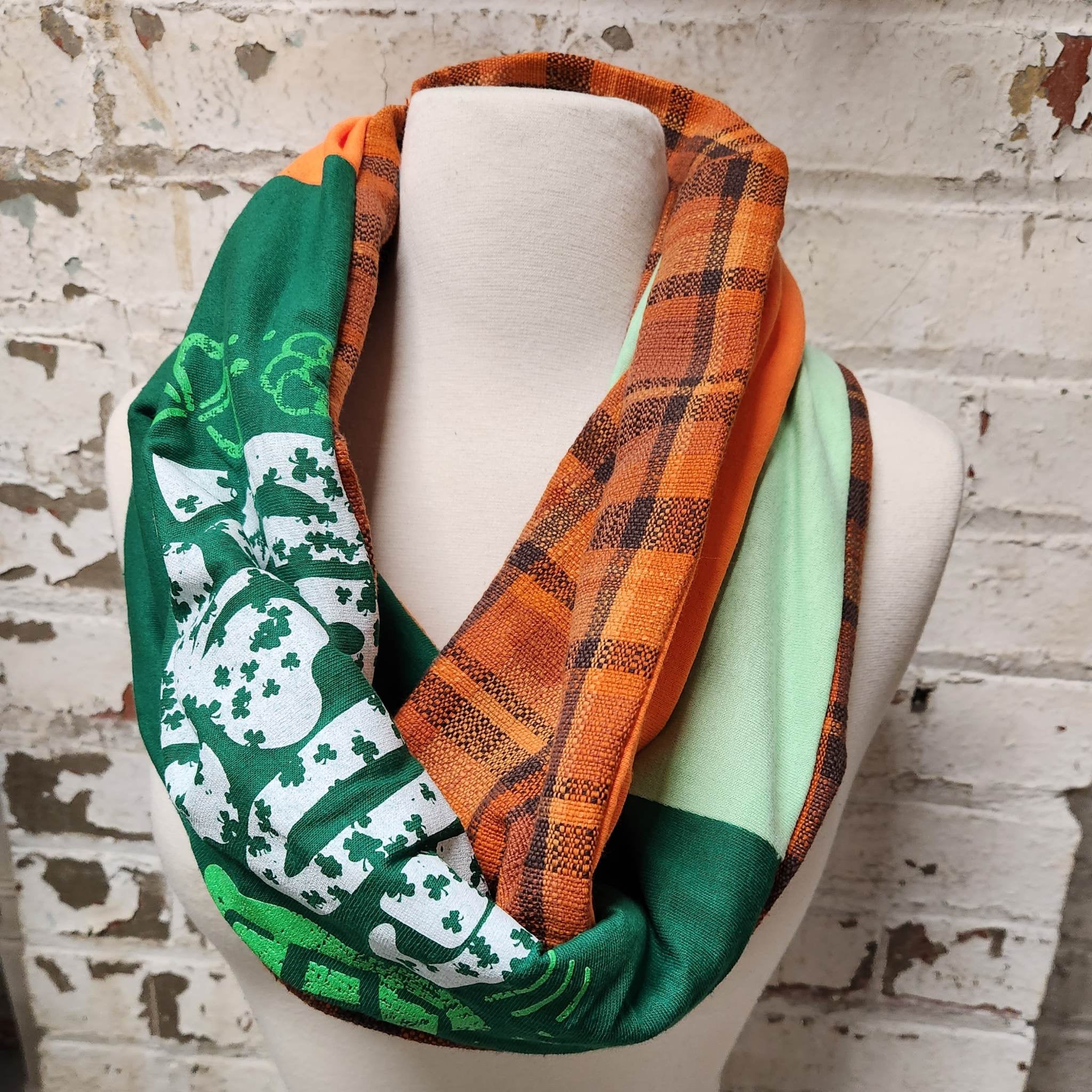 St. Patrick's Day/Green Upcycled Infinity Scarf