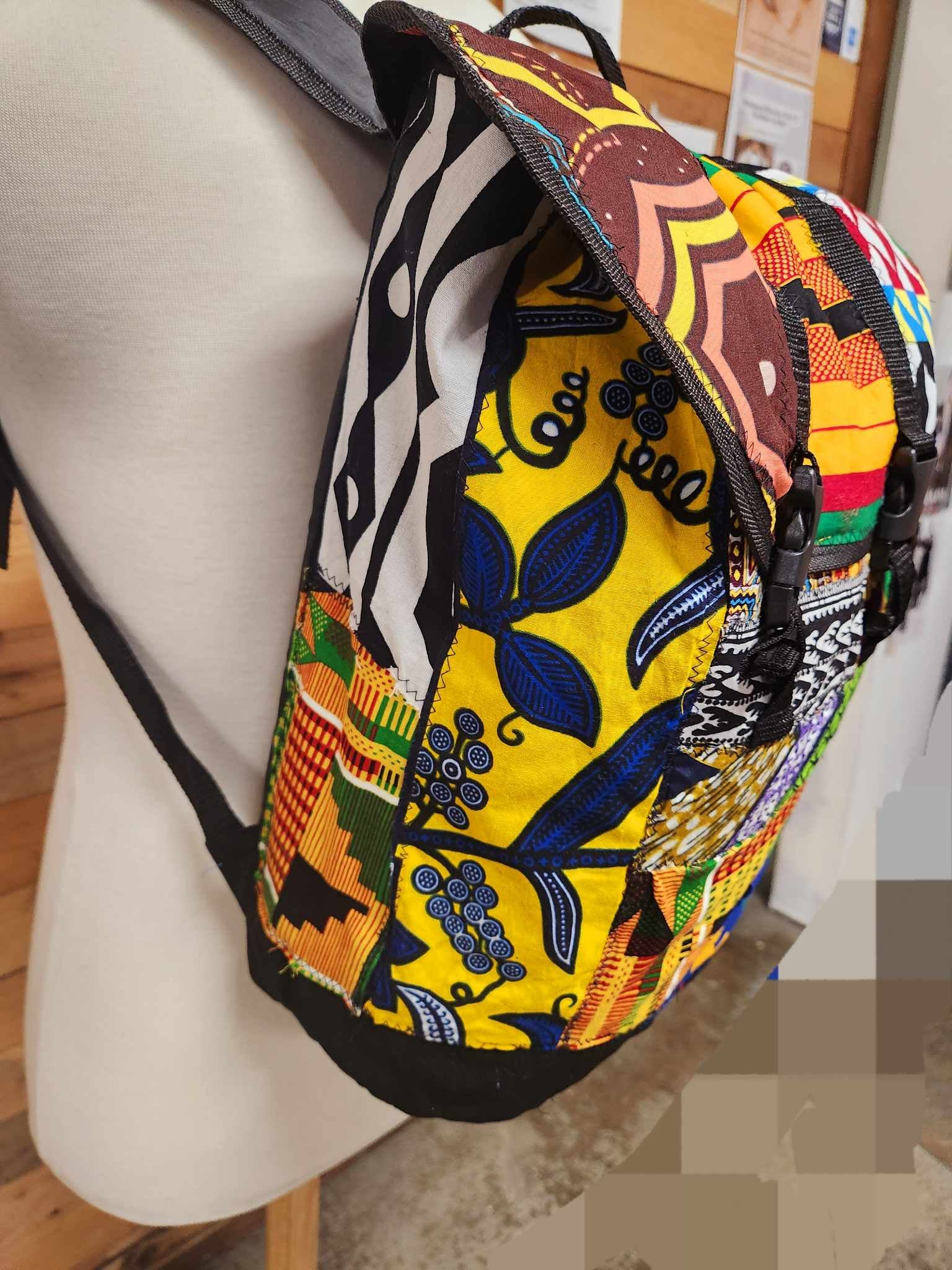 Upcycled African Print Back Pack Dru Christine Fabrics Design