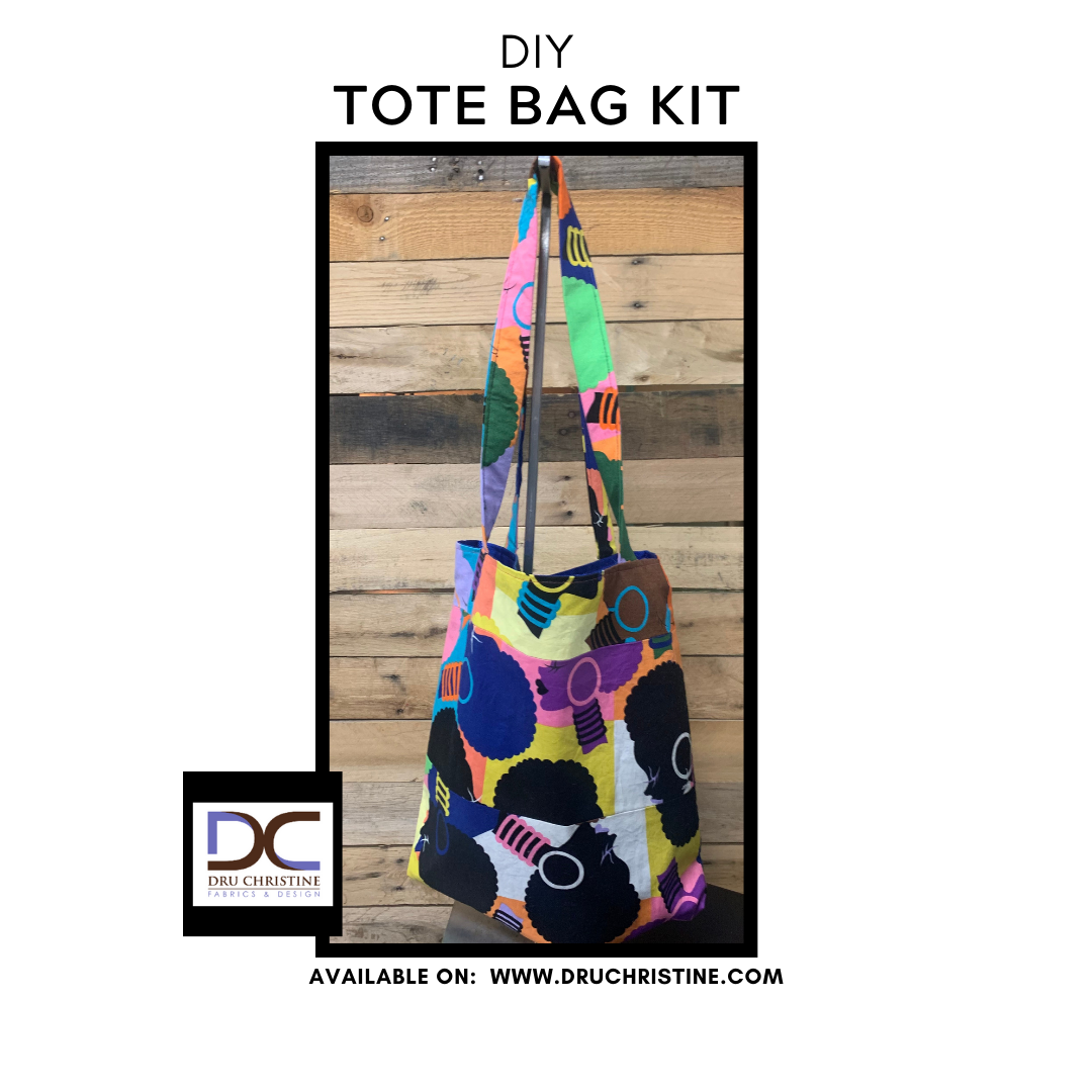 DIY Tote Bag Kit Make a Tote Bag Learn to sew Sew your own bag kit Sewing tutorial Adult craft kit Dru Christine Fabrics Design