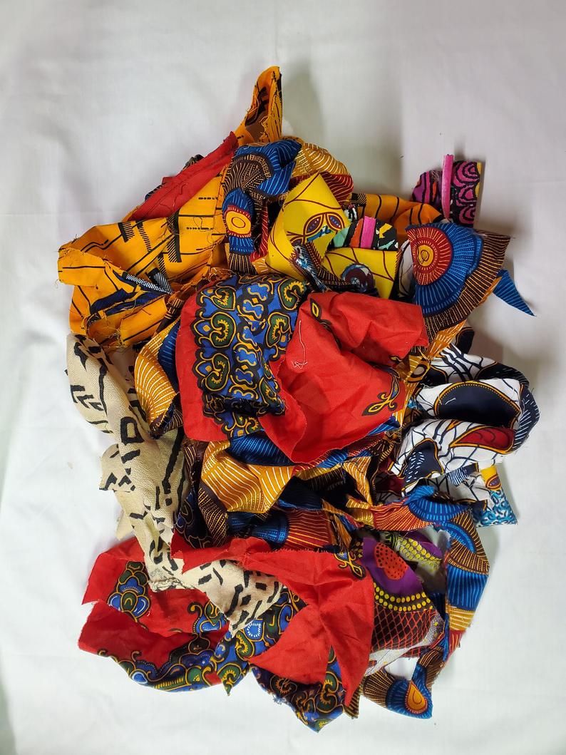 African Fabric Bundle, Ankara Fabric Scrap Pack, Small Scrap